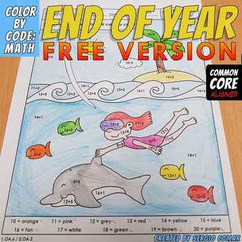 Preview of Color by Code : Math – END OF YEAR – FREE VERSION - Common Core Aligned