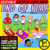 Color by Code: Math – END OF YEAR – 1st Grade – EDITABLE –