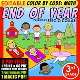 Color by Code: Math – END OF YEAR – 3rd Grade – EDITABLE – Common Core Aligned