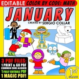 Color by Code: Math – JANUARY – 1st Grade – EDITABLE – Com