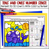 Numbers 1 to 20 Tens and Ones Color by Number Place Value Practice Worksheets
