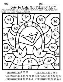 Color by Code- Multiplication Facts by Learn with Mrs Carroll | TpT