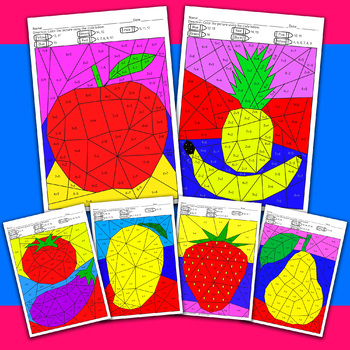 Preview of Color by Code Multiplication Facts & Division Facts -Fruits Coloring Math Puzzle