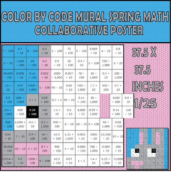 Preview of Color by Code Mural Easter Spring Math Collaborative Poster