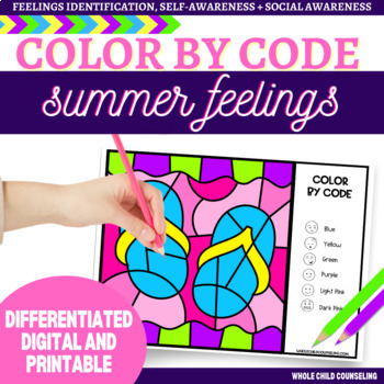 Preview of Color by Code Naming Feelings SEL Digital and Print Social Emotional Learning