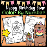 Color By Code Number-Coloring Pages-Happy Birthday Bear Theme