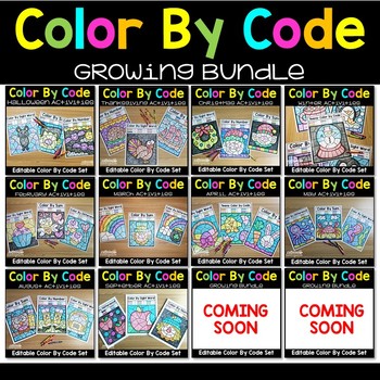 Preview of Color by Code, Number, Sight Word | Bundle | Includes Valentine's Presidents Day