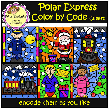 Preview of Color by Code - Polar Express - Christmas - Winter - Clip Art (School Designhcf)