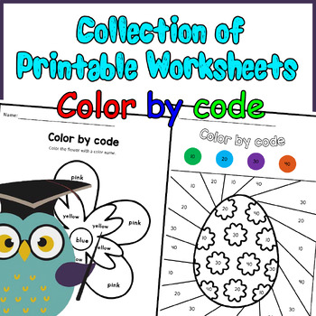 Preview of Color by Code Printable Worksheets Collection - Engaging Activities