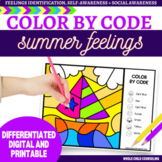 Color by Code SUMMER SAILBOAT Identify Emotions SEL Digita
