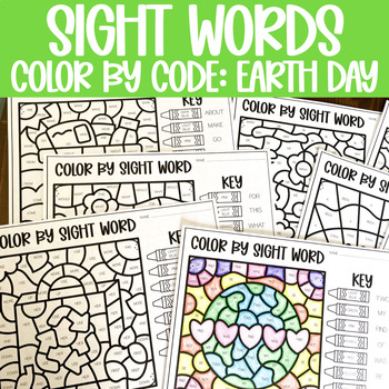 Preview of Color by Code: Sight Word Coloring, Earth Day Themed