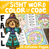 Color by Code Sight Word Printables and Activities Editabl
