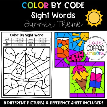 Preview of Summer Color by Sight Words