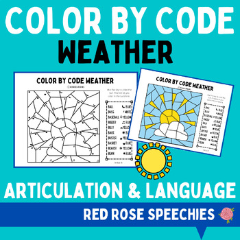 Preview of Color by Code Speech Therapy - Weather - Weather Articulation & Language