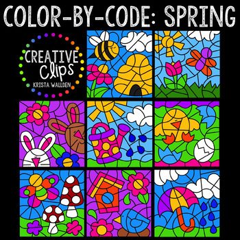 Preview of Color by Code: Spring Bundle {Creative Clips Clipart}
