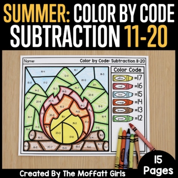 Preview of Color by Code: Subtraction 11 - 20 Summer Coloring Pages