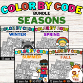 Color by Code - Subtraction within 10 (Seasons) | Bundle -