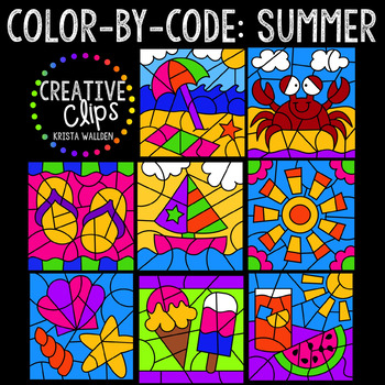 Preview of Color by Code: Summer Bundle {Creative Clips Clipart}