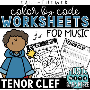 Preview of Color by Code - Music Coloring - Tenor Clef {Fall Theme}