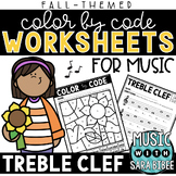 Color by Code - Music Coloring - Treble Clef {Fall Theme}