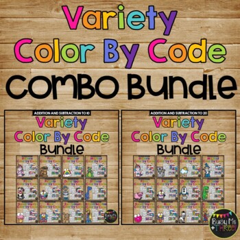 Color by Code VARIETY COMBO BUNDLE Addition and Subtraction to 10 and 20