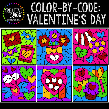 Preview of Color by Code: Valentine Clipart {Creative Clips Clipart}