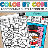 Color by Code Winter Addition and Subtraction to 10