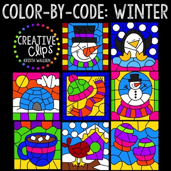 Preview of Color by Code: Winter Clipart Bundle {Creative Clips Clipart}