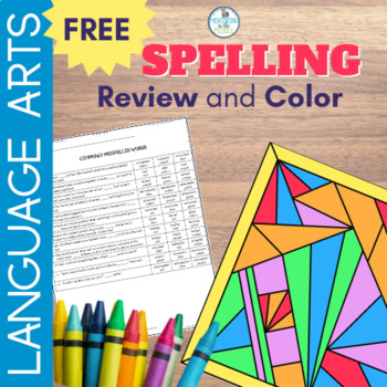 Preview of Color by Code Worksheet - Commonly Misspelled Words Activity FREEBIE