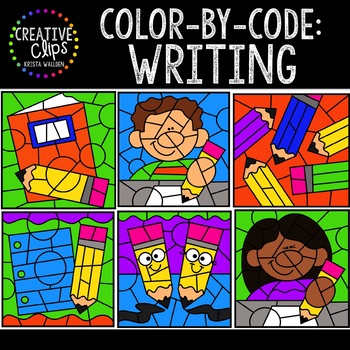 Preview of Color by Code: Writing Clipart {Creative Clips Clipart}