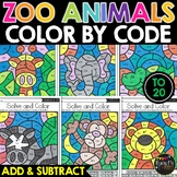 Color by Code ZOO ANIMALS Color by Number Addition Subtrac