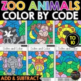 Color by Code ZOO ANIMALS Color by Number Math Addition an