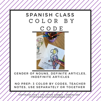 Preview of Color by Code for Beginning Spanish Students - Gender of Nouns and Articles
