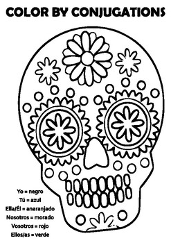 Color by Conjugations Blank - Day of the Dead by Spanish Amigo | TpT