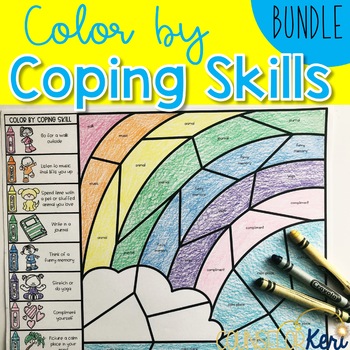 Preview of Color by Coping Skills Bundle: Coping Skills Activities for Group Counseling