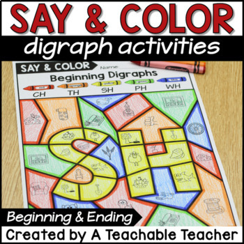 Preview of Digraphs Worksheets - Color by Digraph Game for Consonant Digraphs Practice