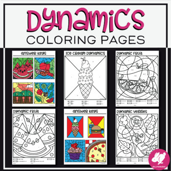 Preview of Color by Dynamics Music Coloring Pages - Dynamics Music Worksheets - Sub Work