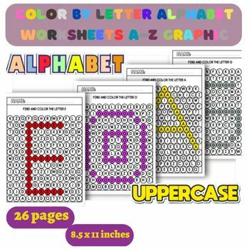 Preview of Color by Letter Alphabet Worksheets a-Z
