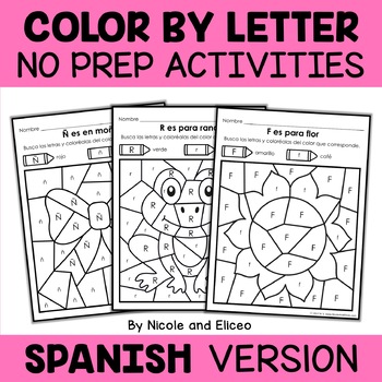 Preview of Spanish Color by Letter Hidden Pictures