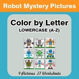 Color by Letter: Lowercase (A-Z) - Robots Mystery Pictures