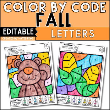 Preview of Color by Letter Recognition Practice Activities Fall Editable