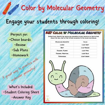 Preview of Color by Molecular Geometry Worksheet| VSEPR, Bonding, Review Activities