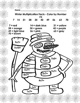 Color by Multiplication Facts Winter Theme 18 student pages No prep ...