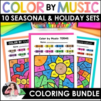 Preview of Color by Music Coloring Pages Bundle for Piano Lessons and Music Class