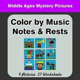 Color by Music Notes & Rests - Middle Ages Mystery Picture