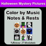 Color by Music Notes & Rests - Music Mystery Pictures - Halloween