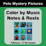 Color by Music Notes & Rests - Music Mystery Pictures - Pets