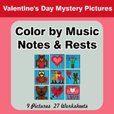 Color by Music Notes & Rests - Music Mystery Pictures - Va