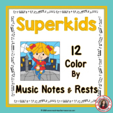 Music Coloring Sheets: 12 Superkids Color by Music Notes a