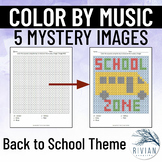 Color by Music Symbol Mystery Images Back to School Theme